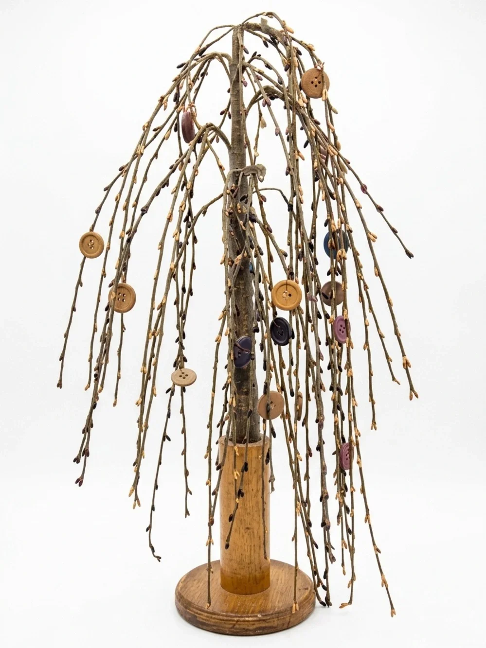 Curated Rustic Button Tree Table Decor in Brown